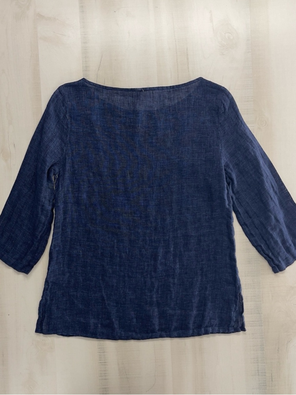 nwot NUTHATCH Maine lagenlook artist linen tunic blouse top navy blue P xs - Picture 6 of 6